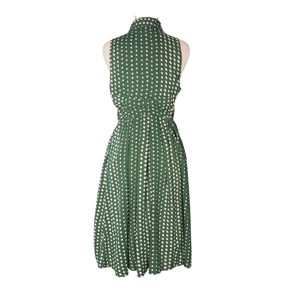 NWT Anthropologie TYLHO Green Polka Dot Sleeveless Shirt Dress Midi Waist Tie XS - Picture 3 of 9